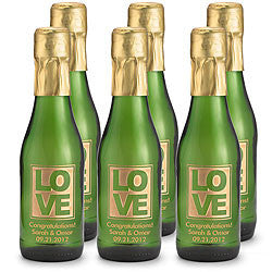 Love Etched Wine Favor Set