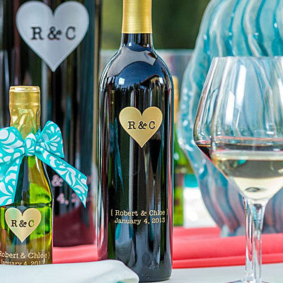 Monogram Heart Etched Wine