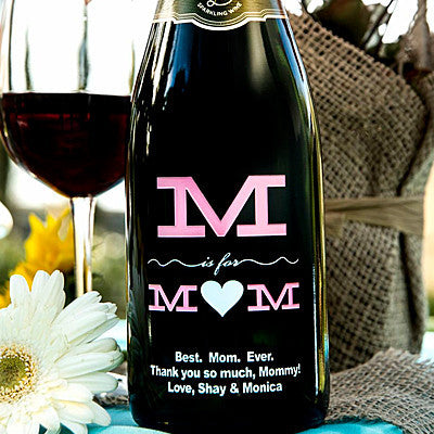 M is for Mom Etched Wine