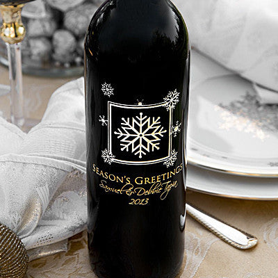 Snowflake Holiday Etched Wine