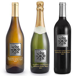 Snowflake Etched Wine w/ Gift Box