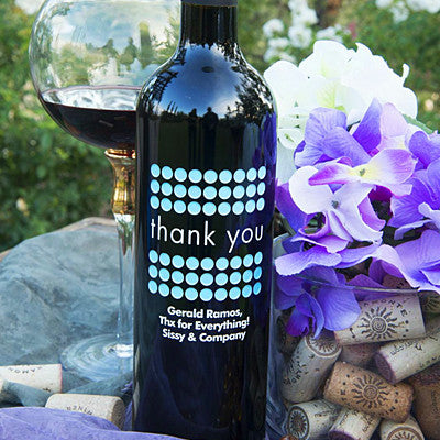 Thank you Dot Frame Etched Wine