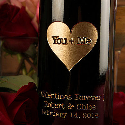 You + Me Heart Etched Wine