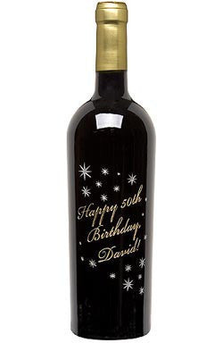 A Birthday in the Stars Etched Wine