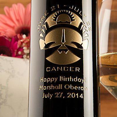 Cancer Birthday Etched Wine