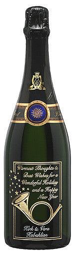 Holiday Trumpet Etched Wine