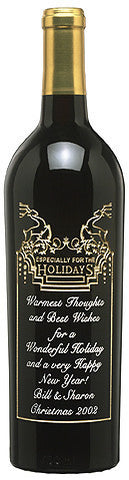 Holiday Reindeer Etched Wine