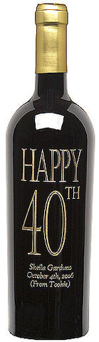 Traditional Birthday Etched Wine