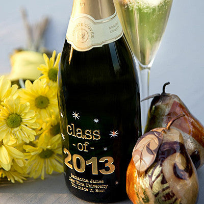 "Class of" Graduation Etched Wine